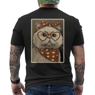 Gato Persa Con Corazones Gafasanalentín Gatito Coqueta Camiseta Hombre Estampado Espalda - Regaloses