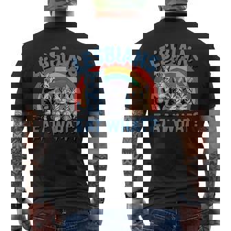 Gay Pride Month LGBT Rainbow Flag Cats Lesbians Eat What Men's Back Print T-Shirt | Mazezy