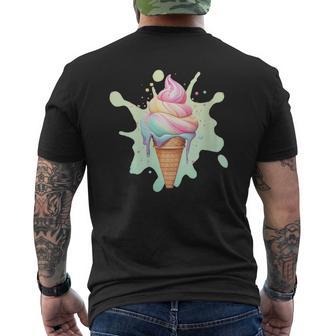 Gelato Fusione Gelato Cono Gelato In Colori Pastello Con Collo A T-shirt da uomo con stampa posteriore - Novitaregali