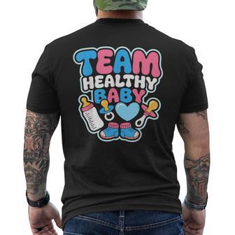 Gender Reveal Party Team Healthy Baby Announcement Men's T-shirt Back Print - Monsterry