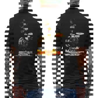 Gentleman Turkey Look With Thanksgiving Pie Costume Men's T-shirt Back Print | Mazezy