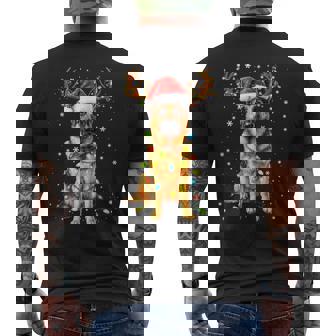 German Shepherd Christmas Tree Lights Pajama Dog Lover Xmas Men's Back Print T-Shirt | Mazezy