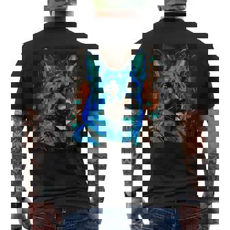 German Shepherd Dog Head Pop Art Portrait Tank Top Men's Back Print T-Shirt | Mazezy