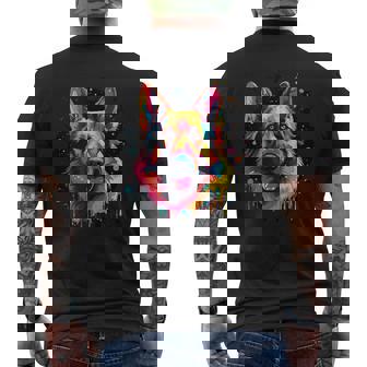 German Shepherd Dog Portrait Artwork Pop Art Tank Top Men's Back Print T-Shirt | Mazezy