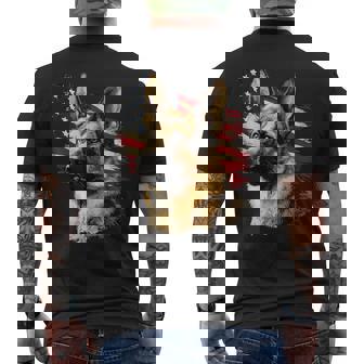 German Shepherd Dog Us America Usa American Flag Graphic Men's T-shirt Back Print - Monsterry
