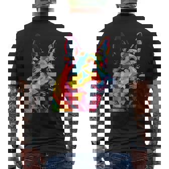 GERMAN SHEPHERD Rainbow Pop Art Retro Paint Splatter Dog Tank Top Men's Back Print T-Shirt | Mazezy
