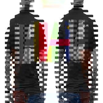 Germany Central African Republic Half Flag German CAR Roots Men's Back Print T-Shirt | Mazezy