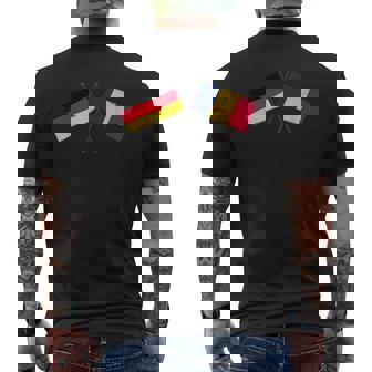 Germany Romania Crossed Flags German Romanian Friendship Men's Back Print T-Shirt | Mazezy
