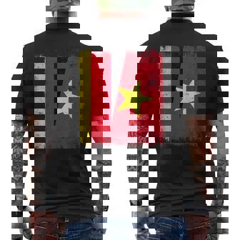 Germany Vietnam Half Flag German Vietnamese History Men's Back Print T-Shirt | Mazezy