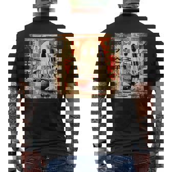 Ghost Eating Ramen Urban Japan Halloween Spooky Men's Back Print T-Shirt | Mazezy