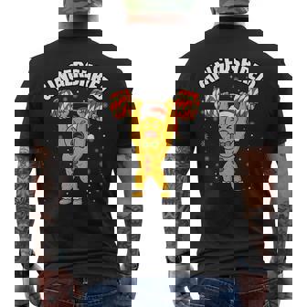 Gingerbread Man Gym Bodybuilding Christmas Gingershred Men's Back Print T-Shirt | Mazezy