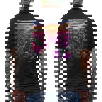 Globe Amaranth Flower Field Beautiful Sunset Graphic Tank Top Men's Back Print T-Shirt | Mazezy