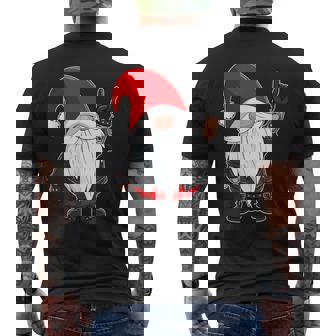 Gnome Rock Hand Sign Language Christmas Rock Music Lover Men's Back Print T-Shirt | Mazezy