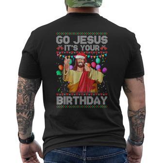 Go Jesus It's Your Birthday Hässlicher Weihnachts Lustig T-Shirt mit Rückendruck - Geschenkecke