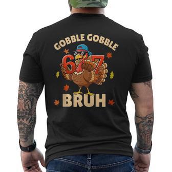 Gobble Gobble Bruh 67 Six Seven Meme Turkey Thanksgiving Tank Top Men's Back Print T-Shirt | Mazezy