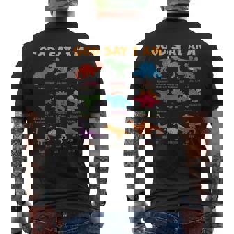 God Says I Am Dinosaur Dino Bible Verse Toddlers Boys Men's T-shirt Back Print - Monsterry