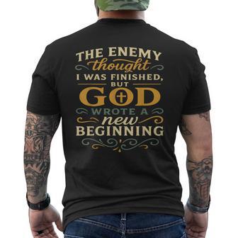 God Wrote A New Beginning Faith Based Inspiration Quote Men's T-shirt Back Print - Thegiftio UK