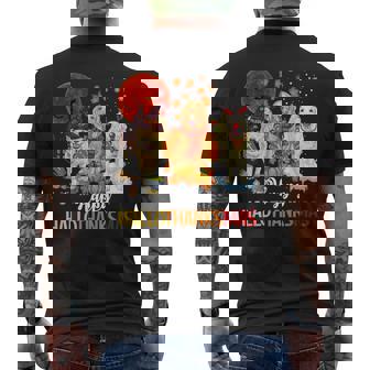 Golden Retriever Happy Hallothanksmas Halloween Thanksgiving Men's T-shirt Back Print | Mazezy