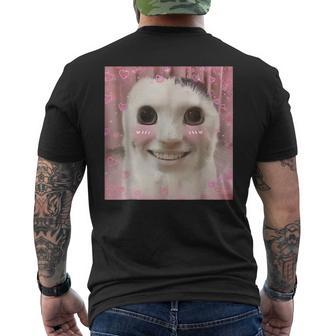 Goofy Ahh Cat Meme Dank Cursed Weirdcore Dank Meme Men's T-shirt Back Print - Thegiftio UK