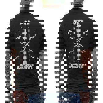 Gore Mountain Adirondacks Ski Skis Skiing Skier Down Hill Men's Back Print T-Shirt | Mazezy