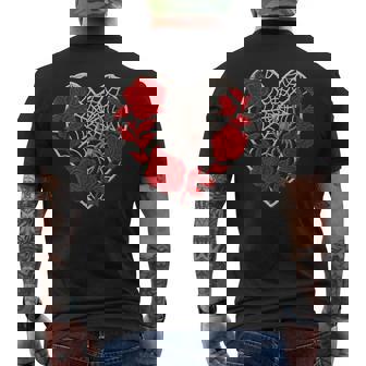 Gothic Spiderweb Rose Halloween Heart Men's Back Print T-Shirt | Mazezy