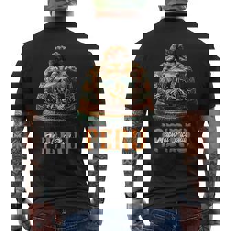 Grafico マルチカラー Chullo Peruano Machu Pichu メンズTシャツ バックプリント - Kawaiitshirt