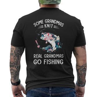 Some Grandmas Knit Real Grandmas Go Fishing Men's T-shirt Back Print - Thegiftio UK