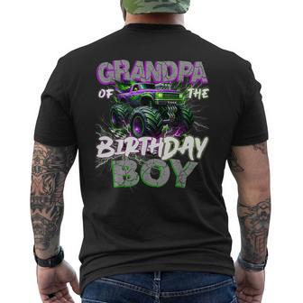Grandpa Of The Birthday Monster Truck Family Matching Party Men's T-shirt Back Print - Thegiftio UK