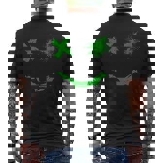 Green Grunge Face Kelly Green Color Graphic Men's T-shirt Back Print - Monsterry