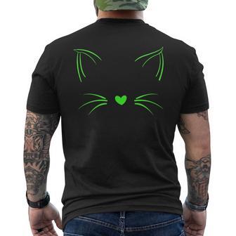 Green Invisible Cat Face Green Color Graphic Men's T-shirt Back Print - Thegiftio UK