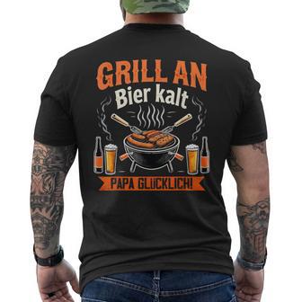 Grill Bier Papaatertag Familie Papa Grillen Für Männer T-Shirt mit Rückendruck - Seseable
