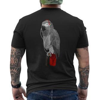 Gris Du Gabon Musique Écouteurs Oiseau Animal Biologiste T-shirt imprimé au dos - Cadeauxyz