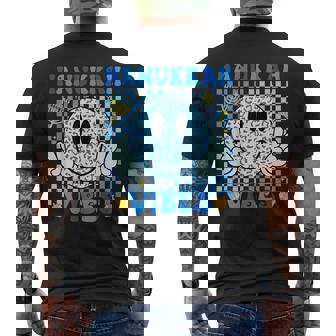 Groovy Hanukkah Vibes Chanukah Pajama Smile Face Men's Back Print T-Shirt | Mazezy