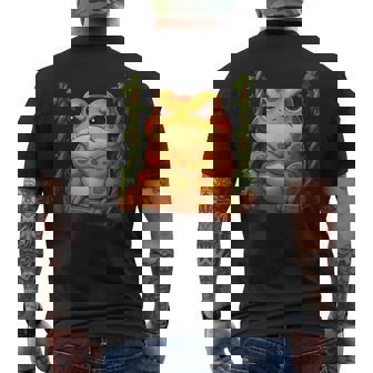 Grumpy Frog On Swing Playground Cartoon Tank Top Men's Back Print T-Shirt | Mazezy