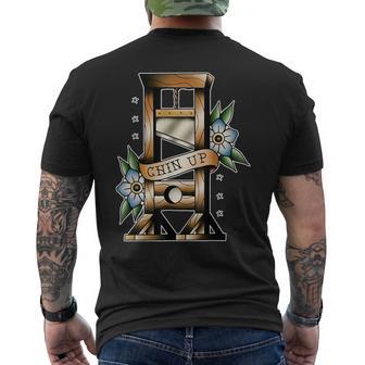Guillotine Traditional Tattoo Flash Chin Up Medieval Men's T-shirt Back Print - Thegiftio