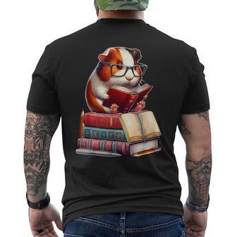 Guinea Pig Reading Books Matching Bookworm Readers Librarian Men's T-shirt Back Print - Thegiftio UK
