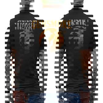 Gunsmoke Cowboy Silhouette Western Sunset Men's T-shirt Back Print - Monsterry