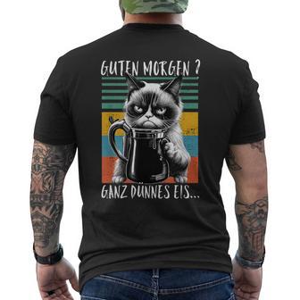 Guten Morgen Ganz Dünnes EisPruch Katze Kaffee T-Shirt mit Rückendruck - Seseable