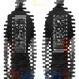 The Hair Cutter Barber Hairdresser Tarot Card Skeleton Men's Back Print T-Shirt | Mazezy