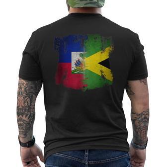 Haiti Ayiti Haitian Jamaica Jamaican Mixed DNA Flag Day Men's Back Print T-Shirt | Mazezy