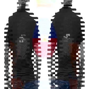 Haiti Flag Fingerprint Haitian For Haitians メンズTシャツ バックプリント - Kawaiitshirt