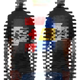 Half Canada Barbados Flag Canadian Barbadian Pride Roots Men's Back Print T-Shirt | Mazezy