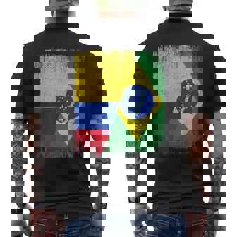 Half Colombia Brazil Flag Colombian Brazilian Pride Roots Men's Back Print T-Shirt | Mazezy