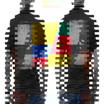Half Colombia Cameroon Flag Colombian Cameroonian Pride Root Men's Back Print T-Shirt | Mazezy