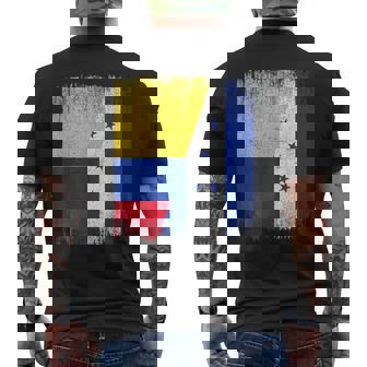 Half Colombia Honduras Flag Colombian Honduran Pride Roots Men's Back Print T-Shirt | Mazezy