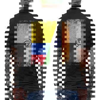 Half Colombia India Flag Colombian Indian Pride Roots Men's Back Print T-Shirt | Mazezy