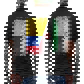 Half Colombia Iran Flag Colombian Iranian Pride Roots Men's Back Print T-Shirt | Mazezy