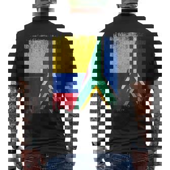 Half Colombia South Africa Flag Colombian African Pride Root Men's Back Print T-Shirt | Mazezy