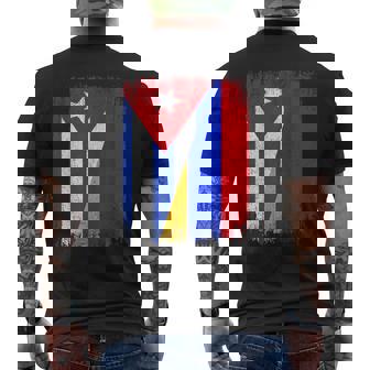 Half Cuba Armenia Flag Cuban Armenian Pride Roots Men's Back Print T-Shirt | Mazezy