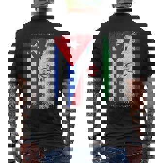 Half Cuba Iran Flag Cuban Iranian Pride Roots Men's Back Print T-Shirt | Mazezy